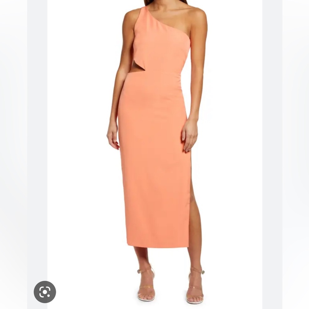 Bardot Orange Midi Dress with Elegant Design